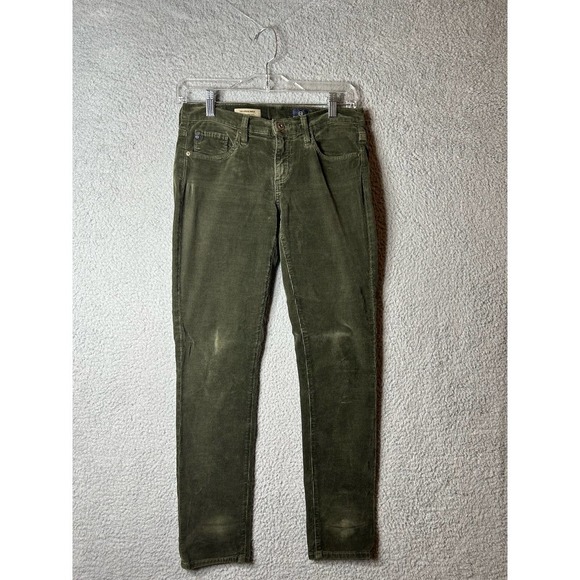 Adriano Goldschmied Corduroy Pants Womens 26R Green Stevie Slim Straight‎ Ankle - Picture 1 of 13